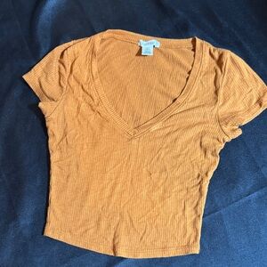 Forever 21 Mustard Ribbed Crop Top